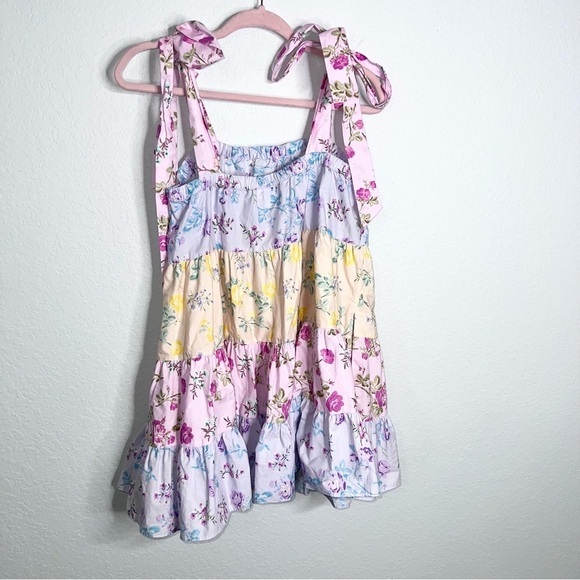 LOVE SHACK FANCY x TARGET Jeanne Dress Womens Medium Floral Tiered Mini N - Picture 2 of 7